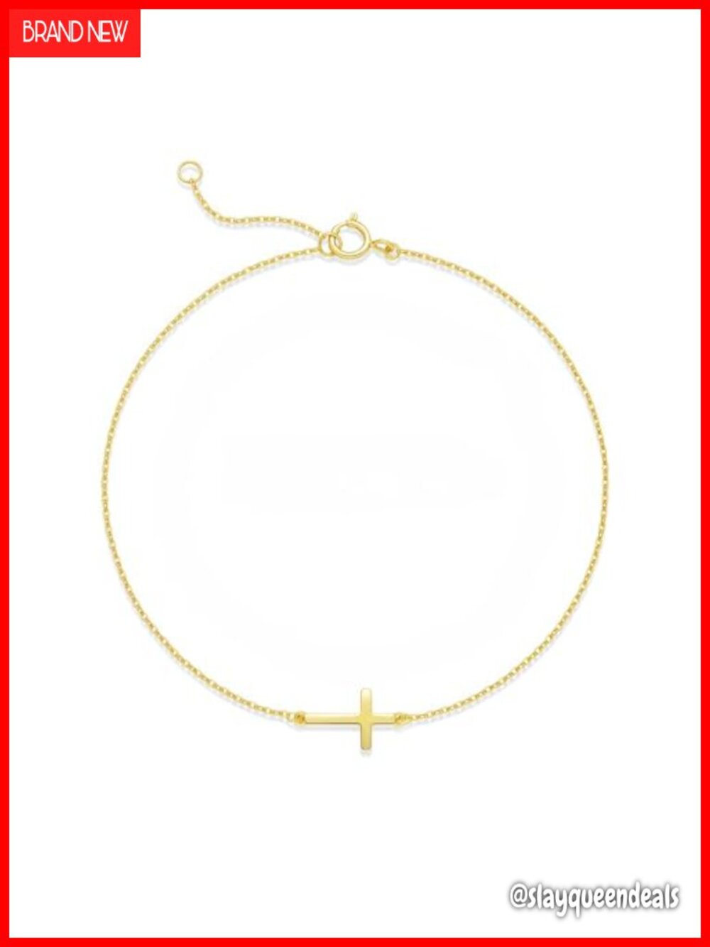 925 Sterling Silver Cross Bracelet Adjustable Link Chain Faith Jewelry